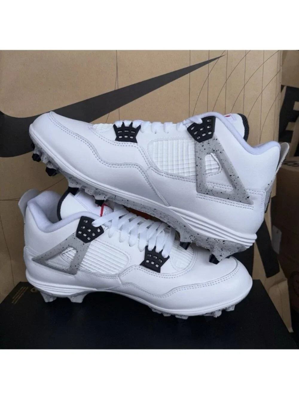NEW Nike Jordan 4 Retro TD 'White Cement' HQ0207-106 Men's Size 8.5 Cleats